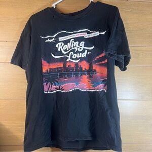 Rolling Loud Men’s Medium Black Sunset Graphic Tee “distressed” see description